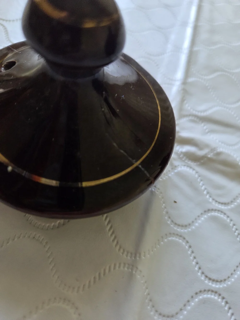 Vintage Black Floral Ceramic Teapot Overhead Metal Handle Tea Pot Cottagecore